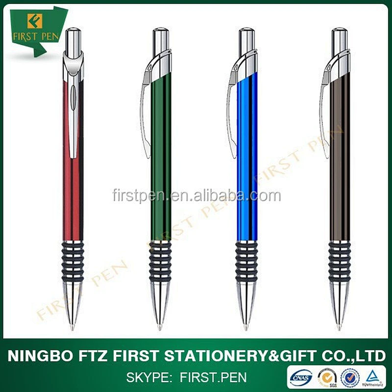 Rubber Rings Grip Metal Click-action Push button Pen