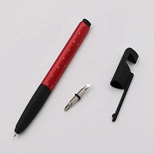 5 in 1 cellphone holder ruler screen brush touch stylus screwdriver Multifunciton plastic tool pen with logo