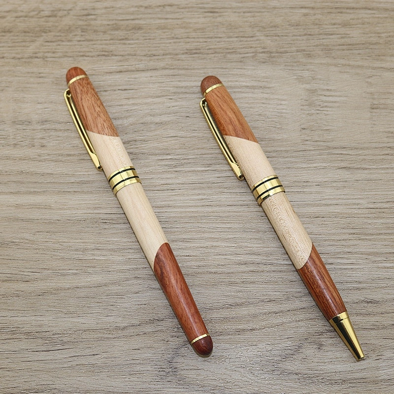 Christmas business gift Customized logo rosewood maple wood roller ball pen with nice wooden gift box