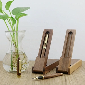 Fast delivery luxury walnut wooden pen case wood ballpoint pen set wood pen with gift box