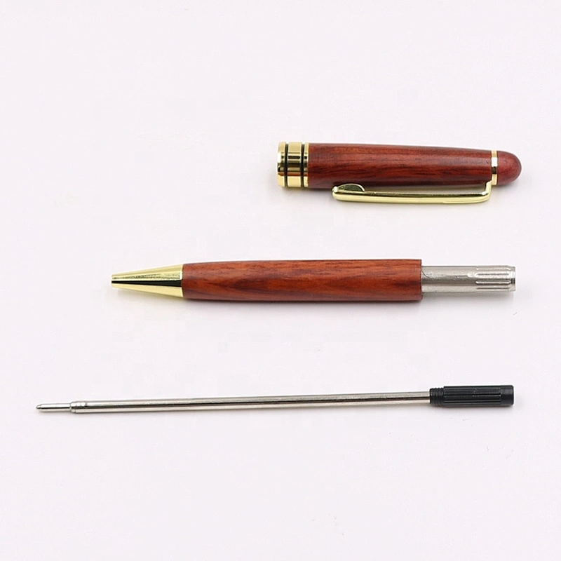 High quality low moq rose wood pen box metal refill Ballpoint pen set custom logo wooden pen box case