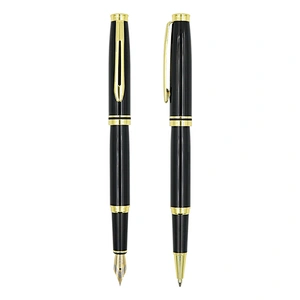 2022 Promotional black metal pen with gold clip business luxury roller fountain pen