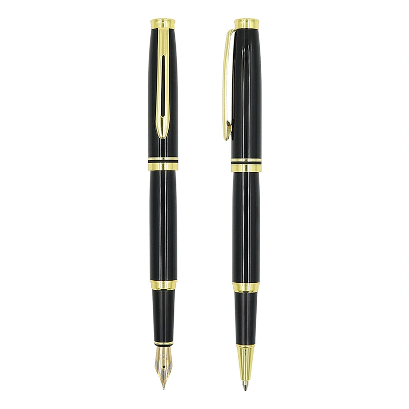 2022 Promotional black metal pen with gold clip business luxury roller fountain pen
