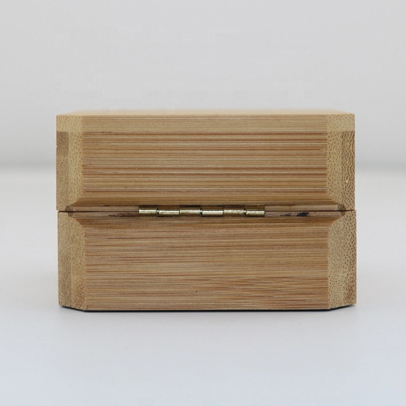 Square natural bamboo jewelry box with lid gift wooden wedding ring box