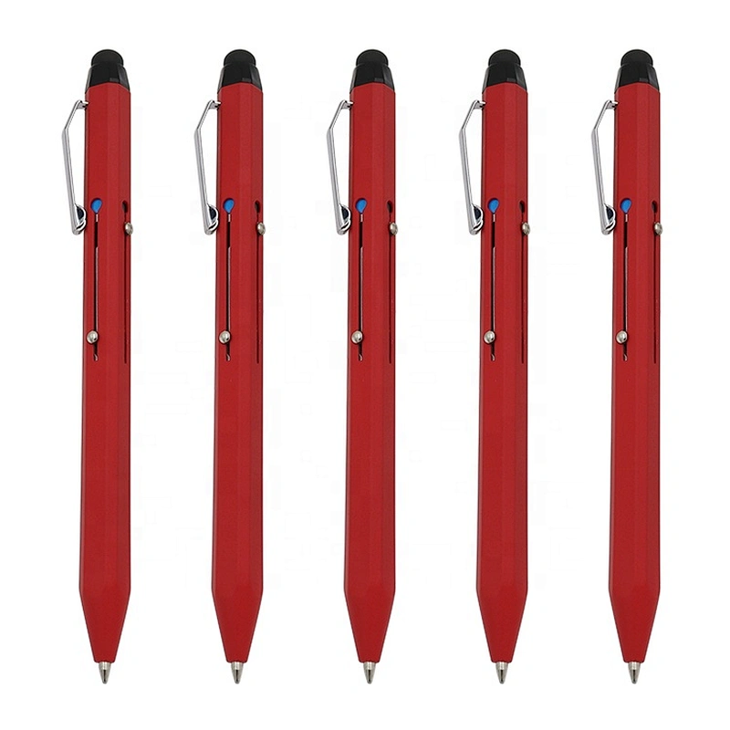 Soft touch  6 sides Pen Stylus With Custom Logo 4 in1 multi color pen 4 color ballpen