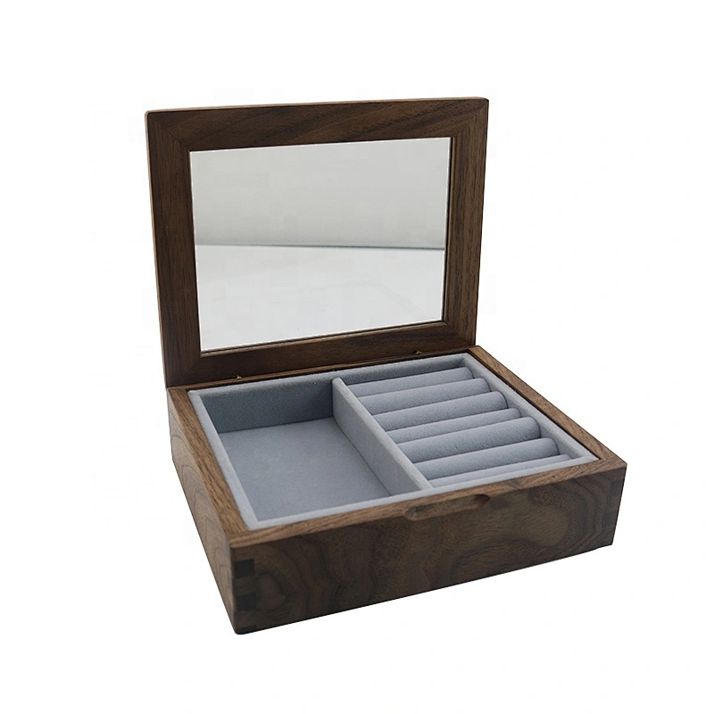 Custom jewelry box with window lid packaging box wood  bracelet ring wooden gift box