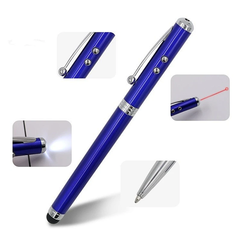 Hot sale high quality blue black ballpoint pen touch pen with light custom pens logo printed
