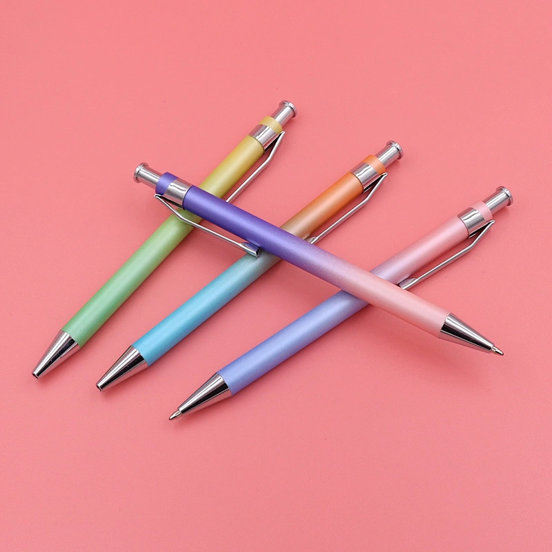 Promotional Gradient Rainbow Color  Ballpoint Pen Colored Gift Pen With Metal Clip