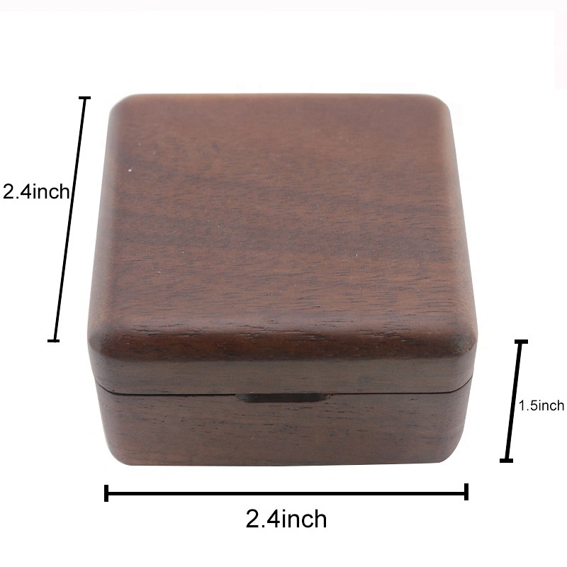 Square Magnetic Natural walnut wood jewelry studs ring storage box