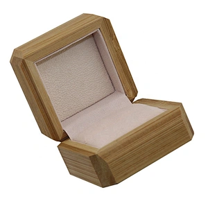 Square natural bamboo jewelry box with lid gift wooden wedding ring box