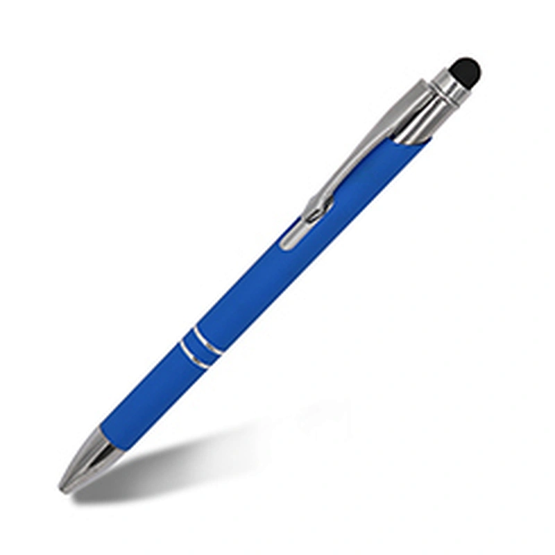 2022 Hot sale high quality Cheap stylus ballpoint pen retractable soft rubber touch aluminum rod pen