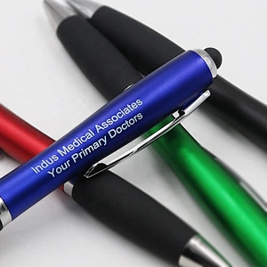 Click plastic stylus pen with light up logo ,plastic pen with led light logo ,ball pen with logo