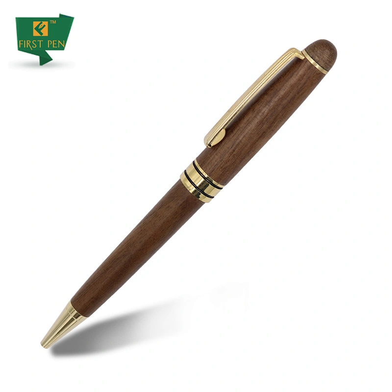 Hot selling wooden pen with metal decorate