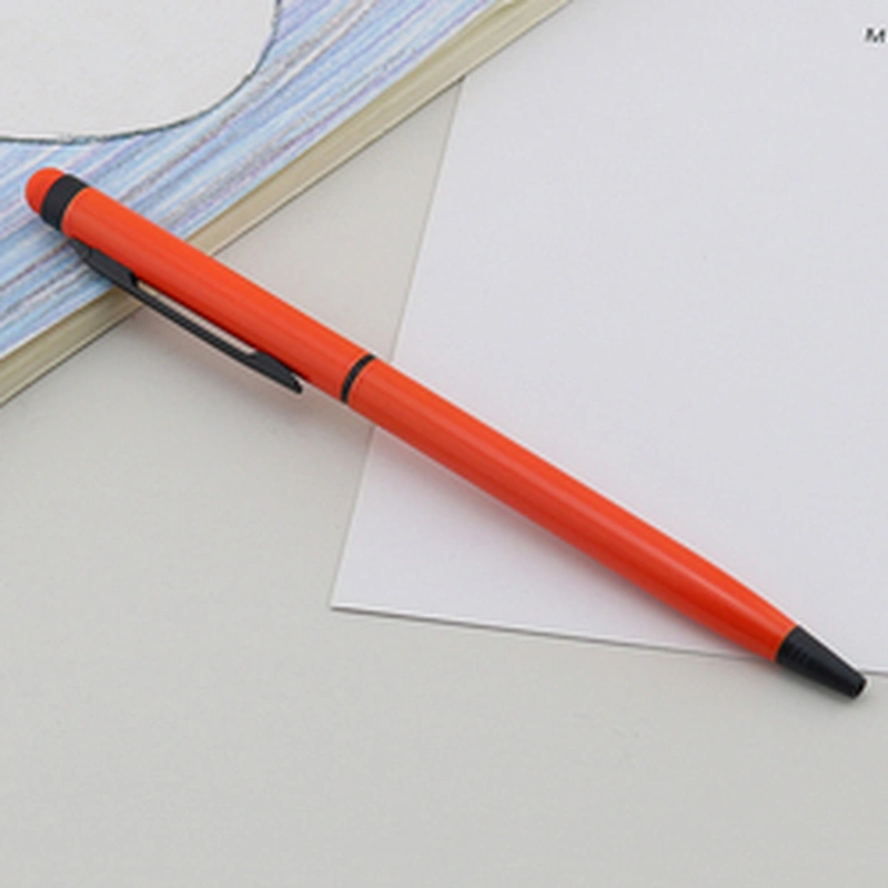 Matching stylus color custom logo  2 in 1 ball pen slim metal pen metal ball