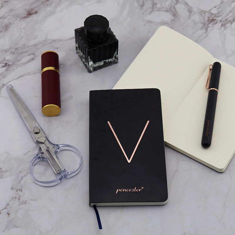 RTS Luxury heavy A5 pu leather notebook metal fountain pen gift box business corporate gift set