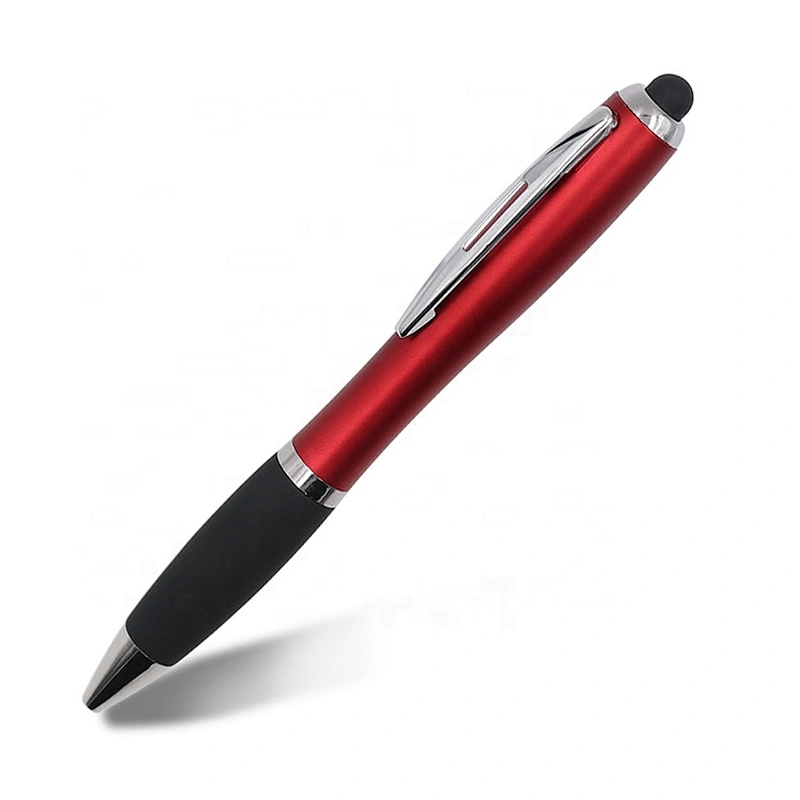 Click plastic stylus pen with light up logo ,plastic pen with led light logo ,ball pen with logo