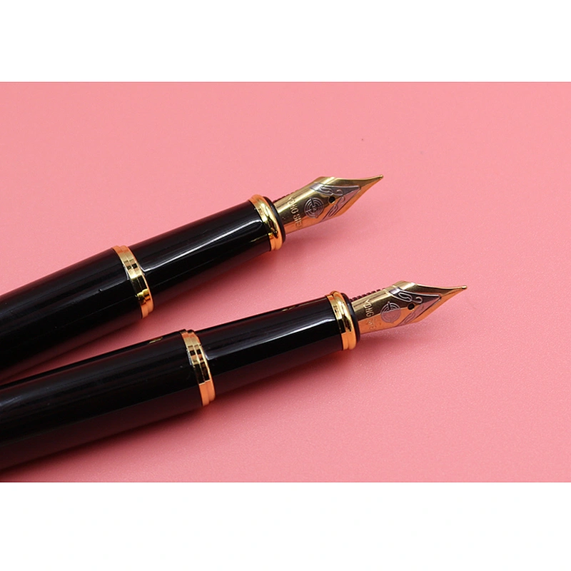 Hot Selling gift pen stainless steel pens black color gold clip luxury business fountain pen