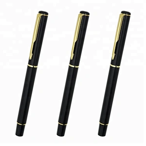 Low MOQ Amazon best selling luxury metal fountain pen black pen holder customized engarve logo