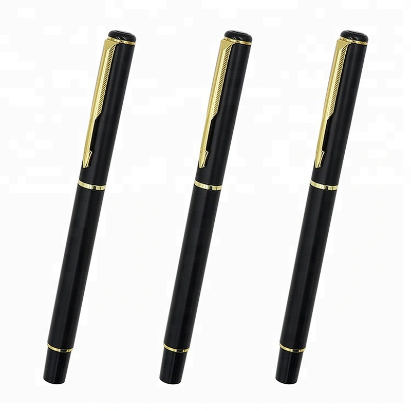 Low MOQ Amazon best selling luxury metal fountain pen black pen holder customized engarve logo