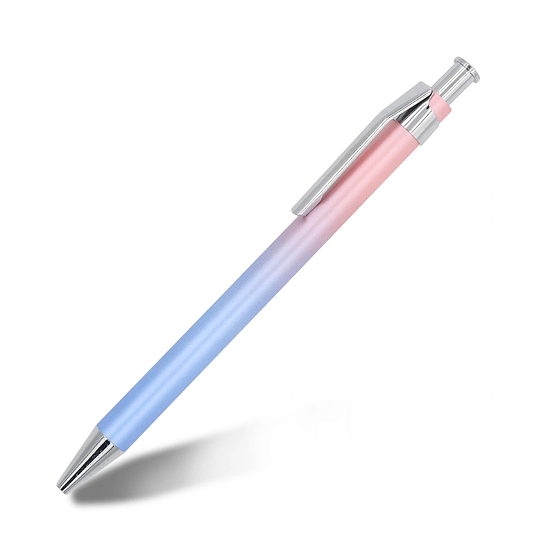 Promotional Gradient Rainbow Color  Ballpoint Pen Colored Gift Pen With Metal Clip