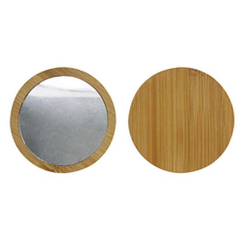 Round custom logo Eco-friendly wood cosmetic Pocket makeup mirror bamboo mirror cosmetic tools
