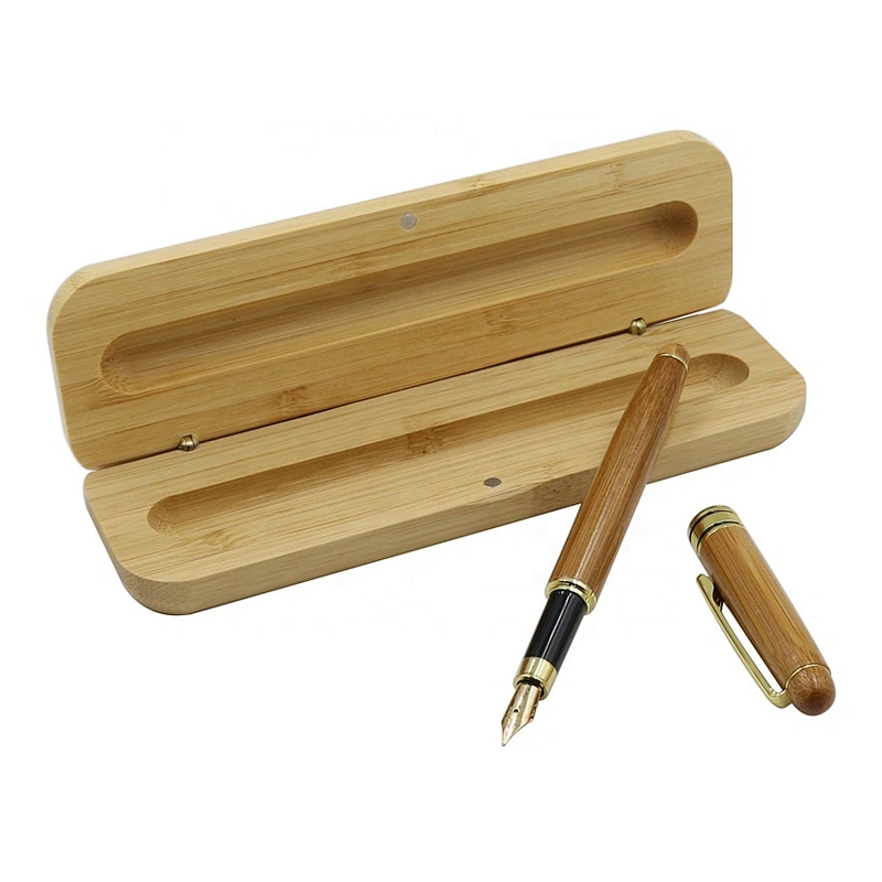 Bamboo Golden medium nib fountain pen  box case pen set gift box