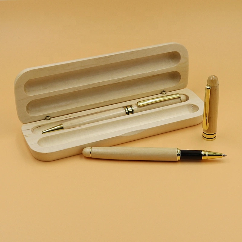 High Quality Luxury Gift Pen Set Customized Engraved Logo Wooden Pen Roller Pen  With Matched Box