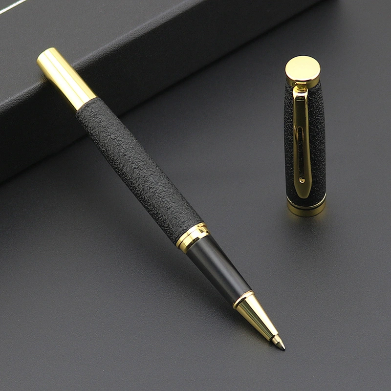 2022 Promotional black metal pen with gold clip business luxury roller fountain pen