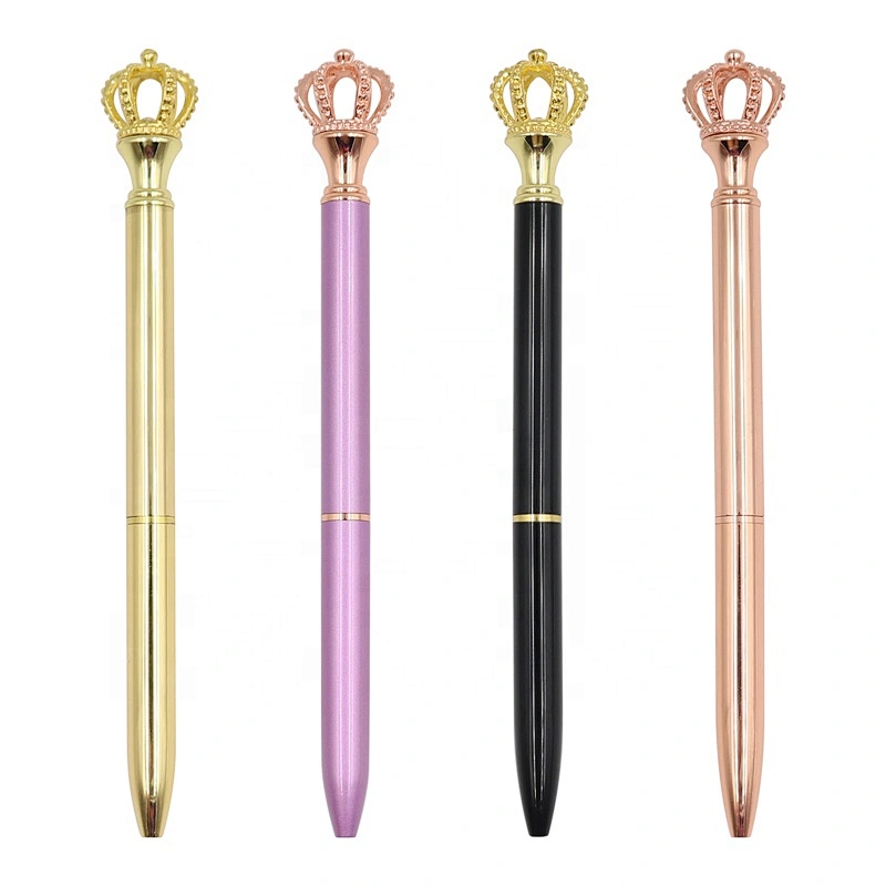 Hot Selling Beautiful Luxury wedding gifts Ball Pen Cute Metal Royal Crown Ballpoint Pen with Custom Logo