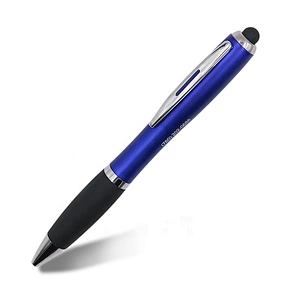 Click plastic stylus pen with light up logo ,plastic pen with led light logo ,ball pen with logo