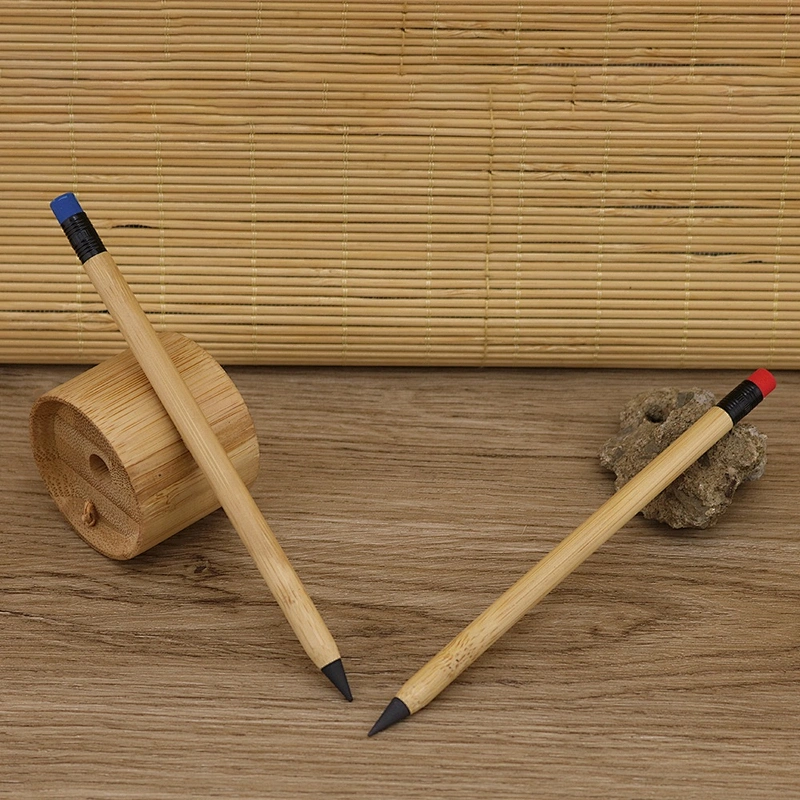 New arrival custom logo drawing endless pencil wood  blank pencil with eraser bamboo eternal pencil