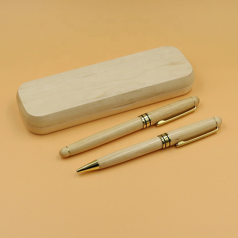 High Quality Luxury Gift Pen Set Customized Engraved Logo Wooden Pen Roller Pen  With Matched Box