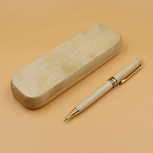Hot sale spinning maple ballpoint pen set, wood pens with wooden pen box, custom pens logo printed