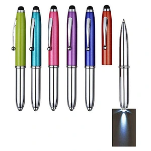 Top quality LED ballpoint pen featured metal pen with screen touch function