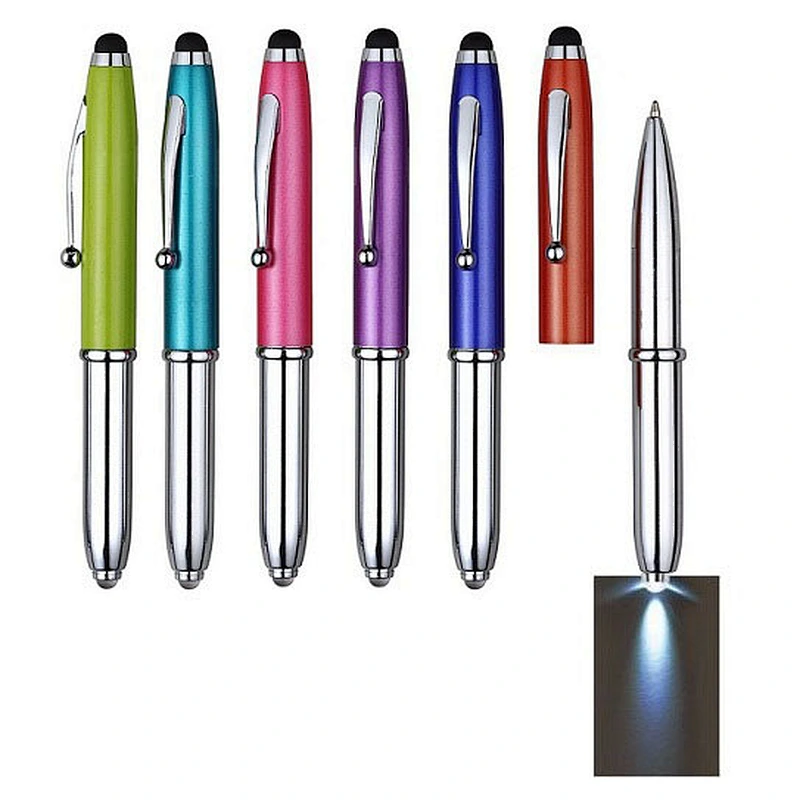Top quality LED ballpoint pen featured metal pen with screen touch function