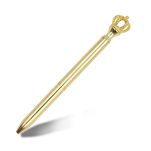 China professional manufacturer metal crown pen with shiny trims black blue ink beautiful gift pen