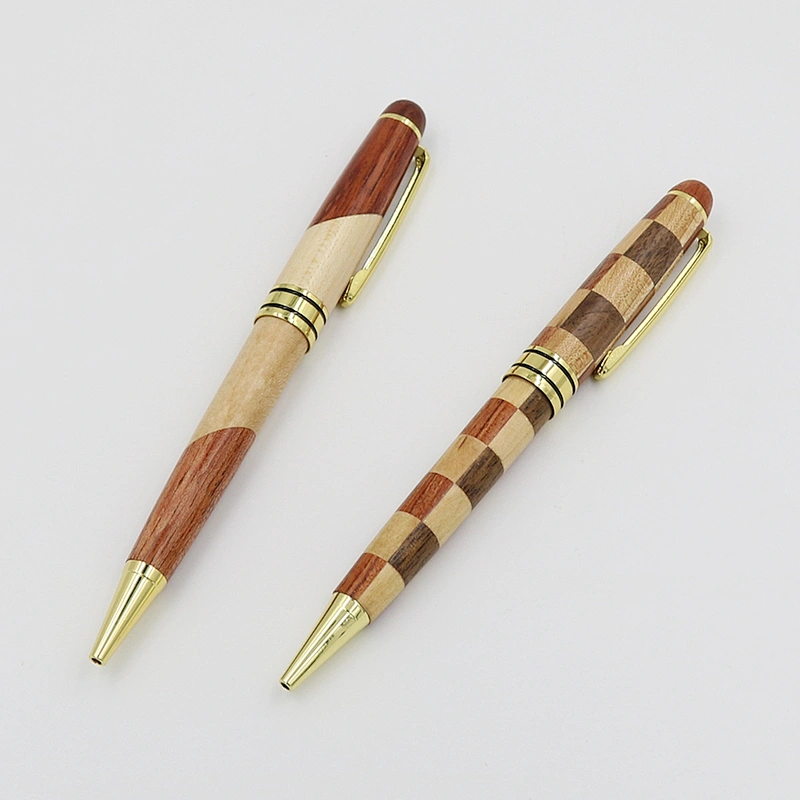 Hot selling wooden pen with metal decorate