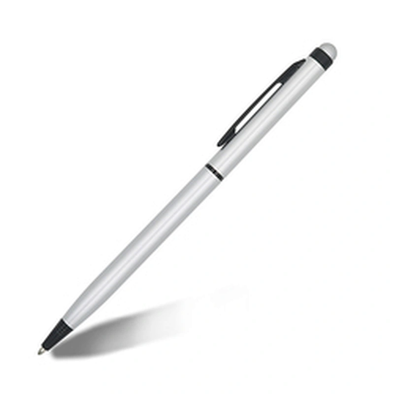 Wholesale slim metal spinning pen with screen touch pointer business thinner ball pen