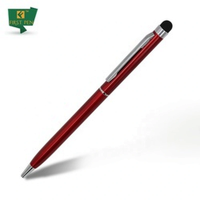 Wholesale slim metal spinning pen with screen touch pointer business thinner ball pen