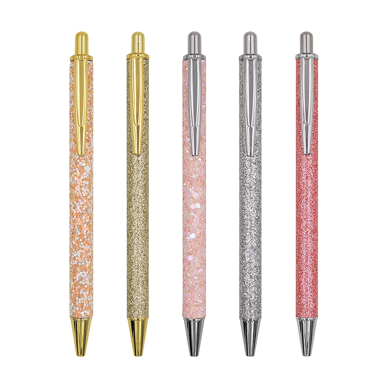 RTS Christmas gifts rainbow metal bling glitter pens