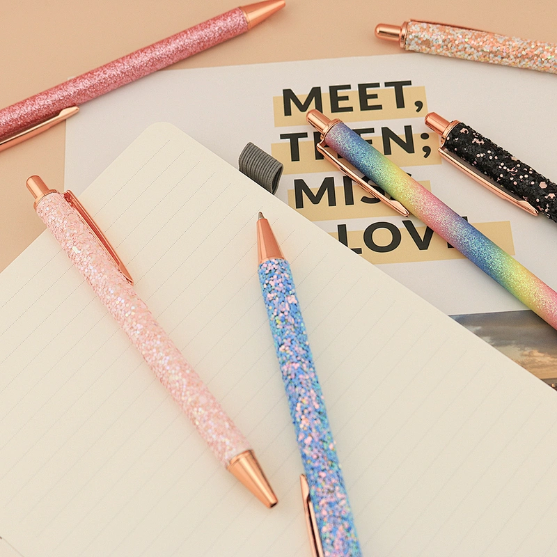 RTS Christmas gifts rainbow metal bling glitter pens