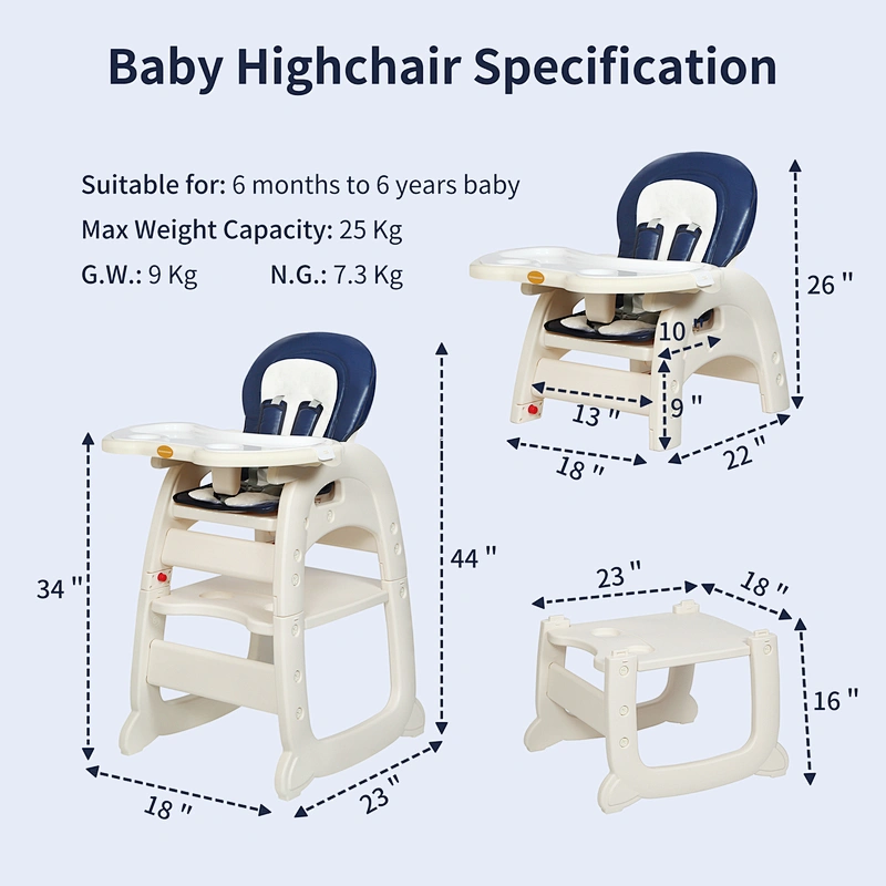 Multi-function Adjustable kids chair removable baby feeding highchair