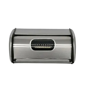 Large space Bread Box, Matt Stainless Steel, Clear Window