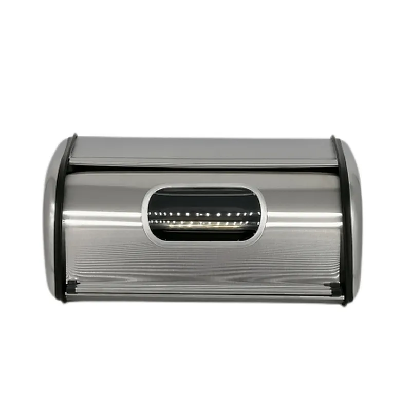Large space Bread Box, Matt Stainless Steel, Clear Window