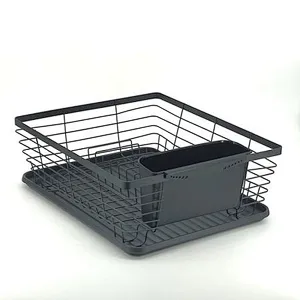Dish Drainer Rack, Small Capacity Dish Drying Rack with Tray and Dish Drainer for Kitchen, Any Color Tray and Tool holder, Modern Design, 1 Layer, Simple Style