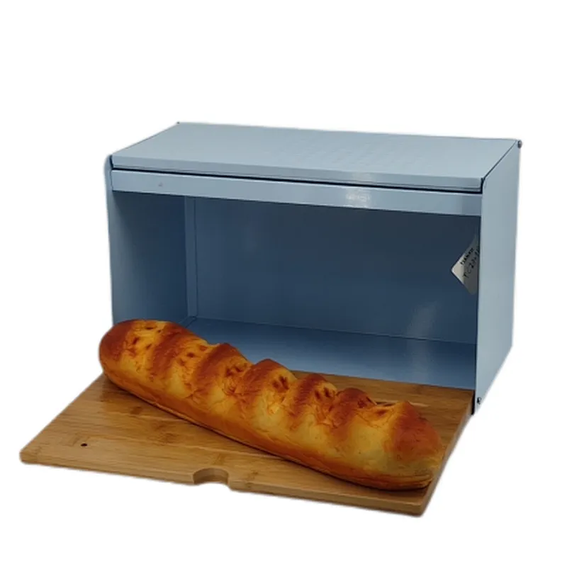 Rectangle Bread Bin with Bamboo Stainless Steel Body, Large, Matt Black，
