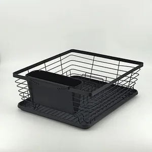 Dish Drainer Rack, Small Capacity Dish Drying Rack with Tray and Dish Drainer for Kitchen, Any Color Tray and Tool holder, Modern Design, 1 Layer, Simple Style