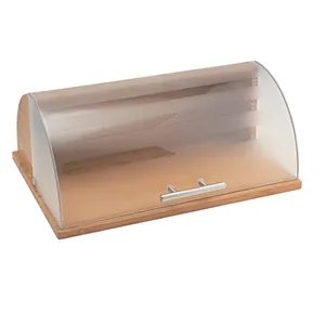 Roll top European Style , Wooden cutting board , Bread Bin
