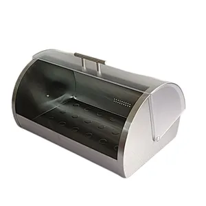 Metal Bread bin with clear window, Roll Top,