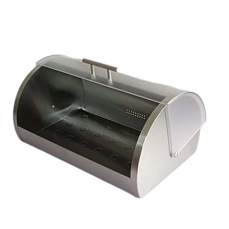 Metal Bread bin with clear window, Roll Top,